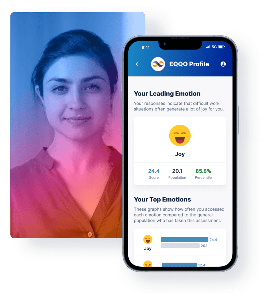 EQQO profile mobile screenshot displaying leading emotion graph
